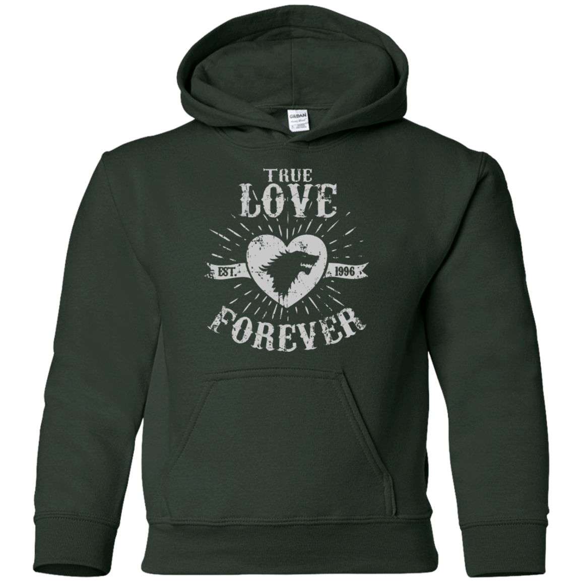 Sweatshirts Forest Green / YS True Love Forever Wolf Youth Hoodie