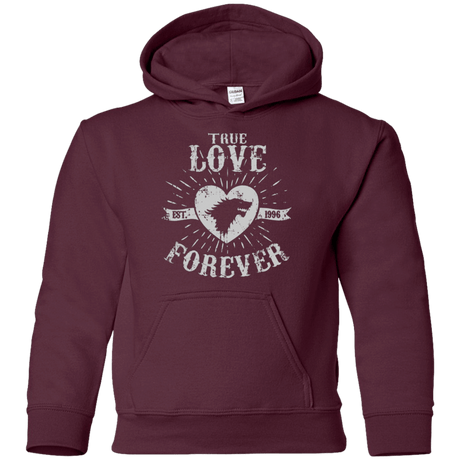 Sweatshirts Maroon / YS True Love Forever Wolf Youth Hoodie