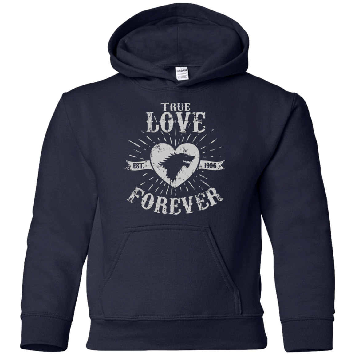 Sweatshirts Navy / YS True Love Forever Wolf Youth Hoodie