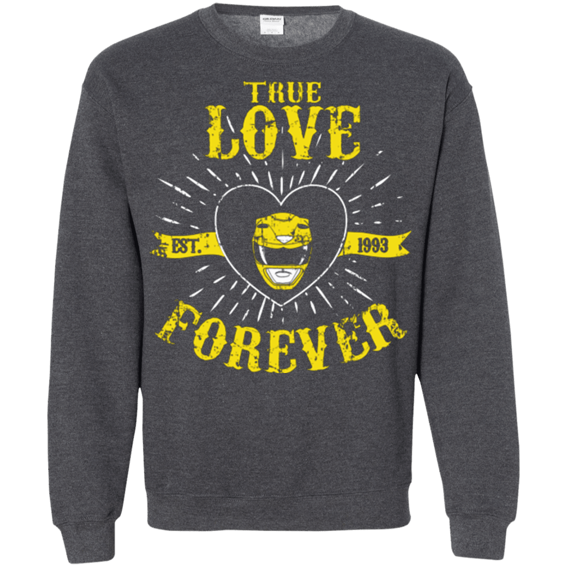 Sweatshirts Dark Heather / Small True Love Forever Yellow Crewneck Sweatshirt
