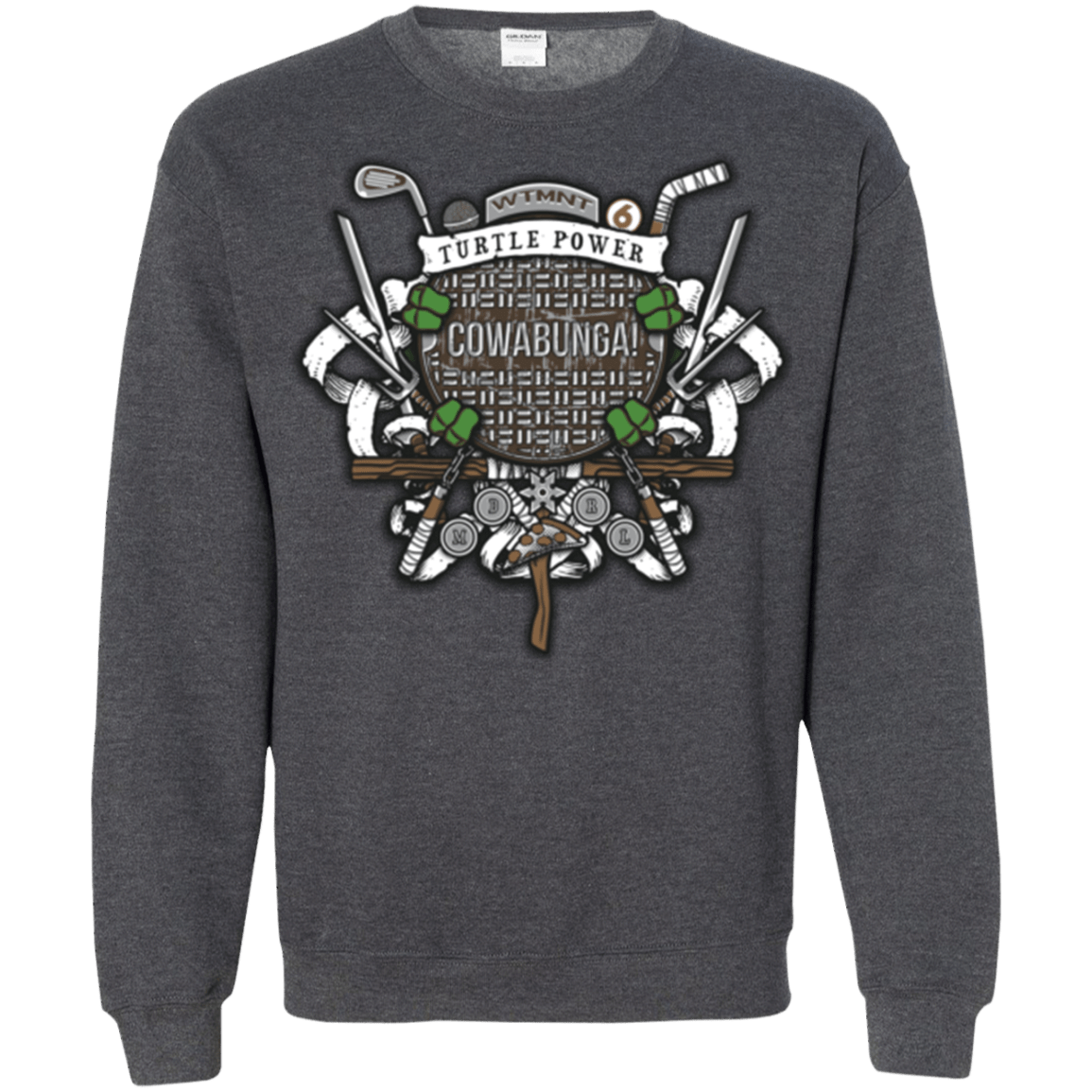 Sweatshirts Dark Heather / Small Turtle Power! Crewneck Sweatshirt