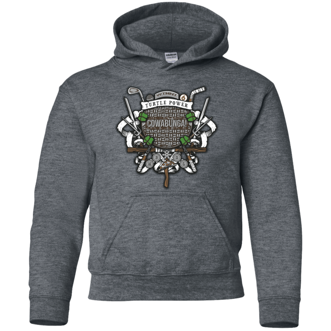 Sweatshirts Dark Heather / YS Turtle Power! Youth Hoodie