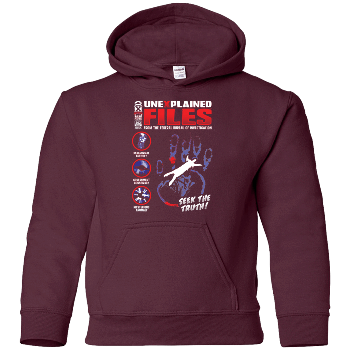 Sweatshirts Maroon / YS Unexplained Files Youth Hoodie
