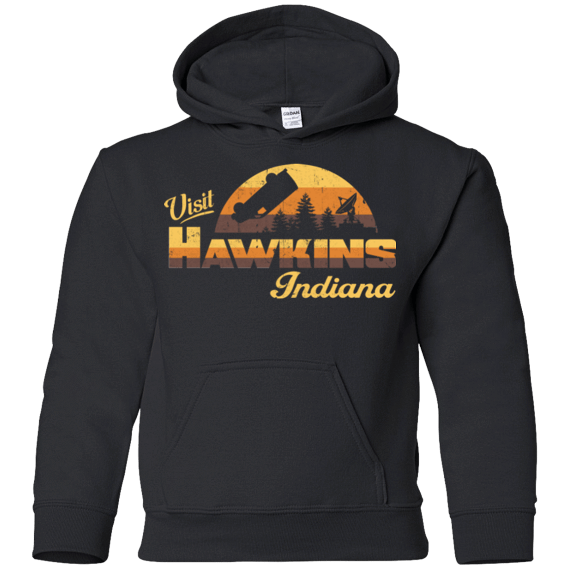 Sweatshirts Black / YS Visit Hawkins Youth Hoodie