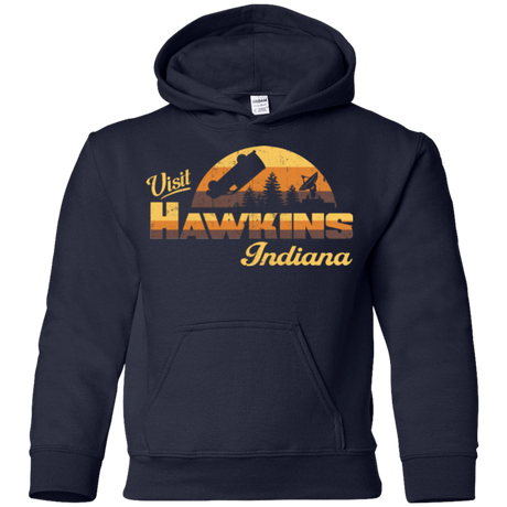 Sweatshirts Navy / YS Visit Hawkins Youth Hoodie