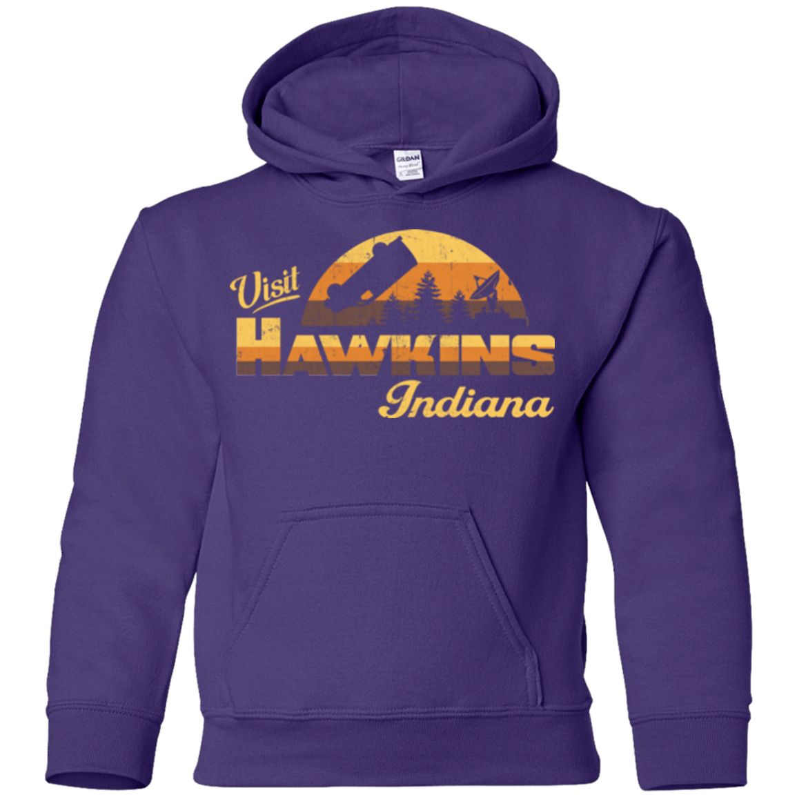 Sweatshirts Purple / YS Visit Hawkins Youth Hoodie