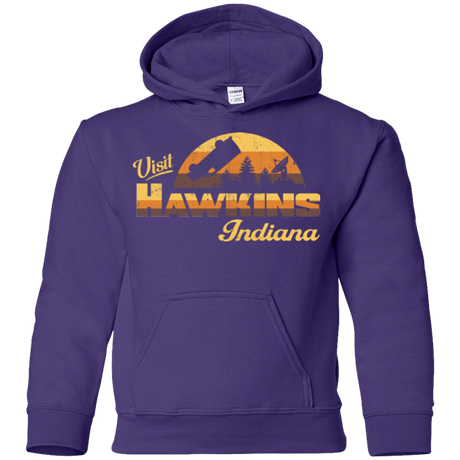 Sweatshirts Purple / YS Visit Hawkins Youth Hoodie
