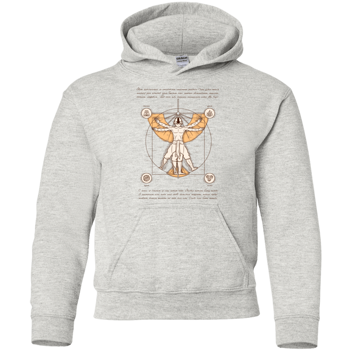 Sweatshirts Ash / YS Vitruvian Aang (1) Youth Hoodie