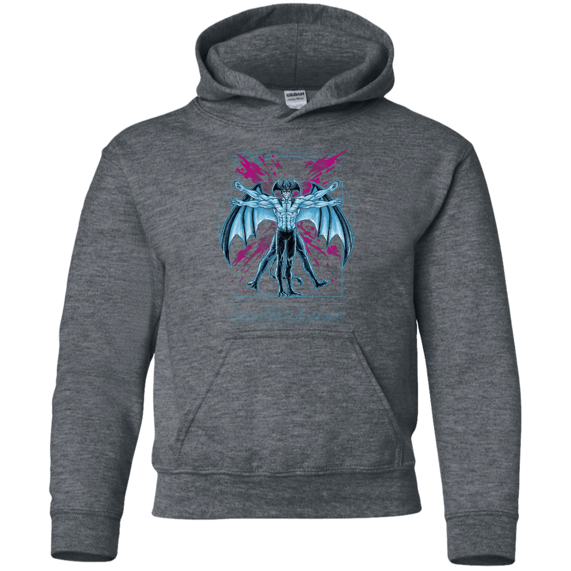 Sweatshirts Dark Heather / YS Vitruvian Devil Youth Hoodie