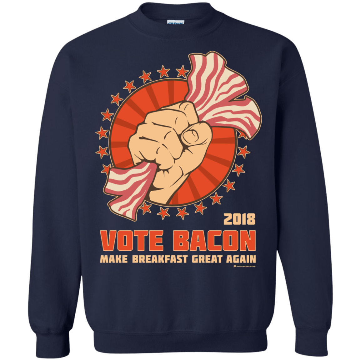 Sweatshirts Navy / Small Vote Bacon In 2018 Crewneck Sweatshirt