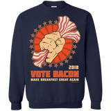 Sweatshirts Navy / Small Vote Bacon In 2018 Crewneck Sweatshirt