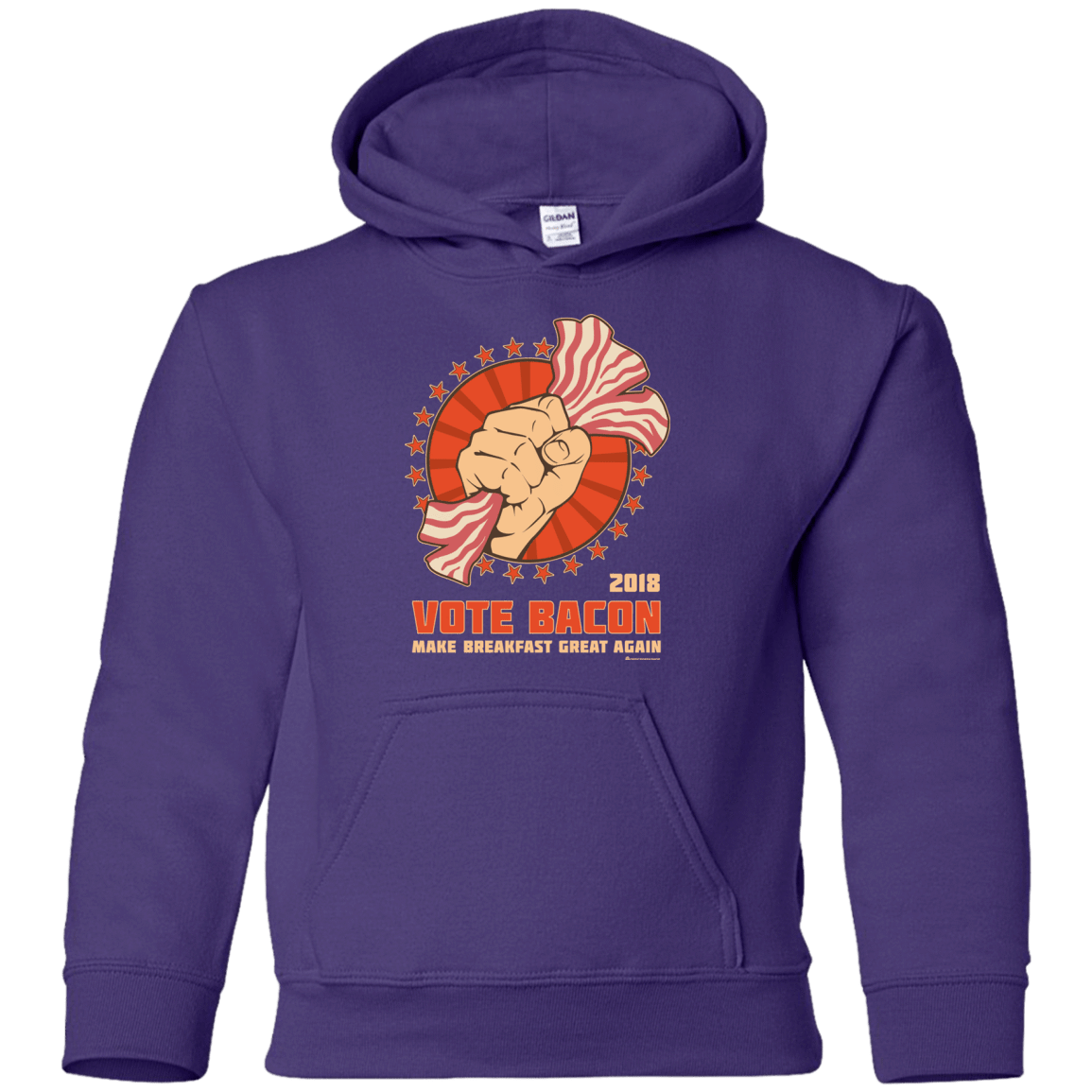 Sweatshirts Purple / YS Vote Bacon In 2018 Youth Hoodie