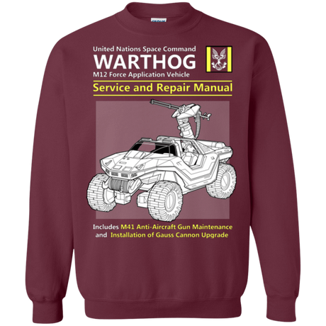 Sweatshirts Maroon / Small WARTHOG SERVICE AND REPAIR MANUAL Crewneck Sweatshirt