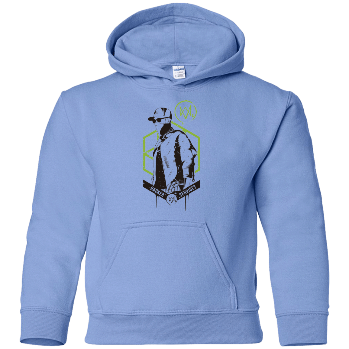 Sweatshirts Carolina Blue / YS Watch Dogs 2 Hacker Services Youth Hoodie