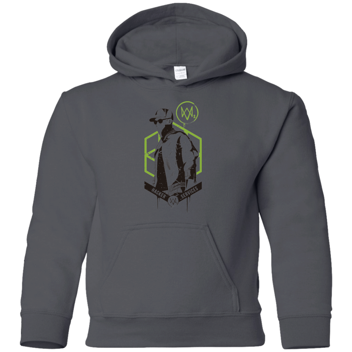 Sweatshirts Charcoal / YS Watch Dogs 2 Hacker Services Youth Hoodie