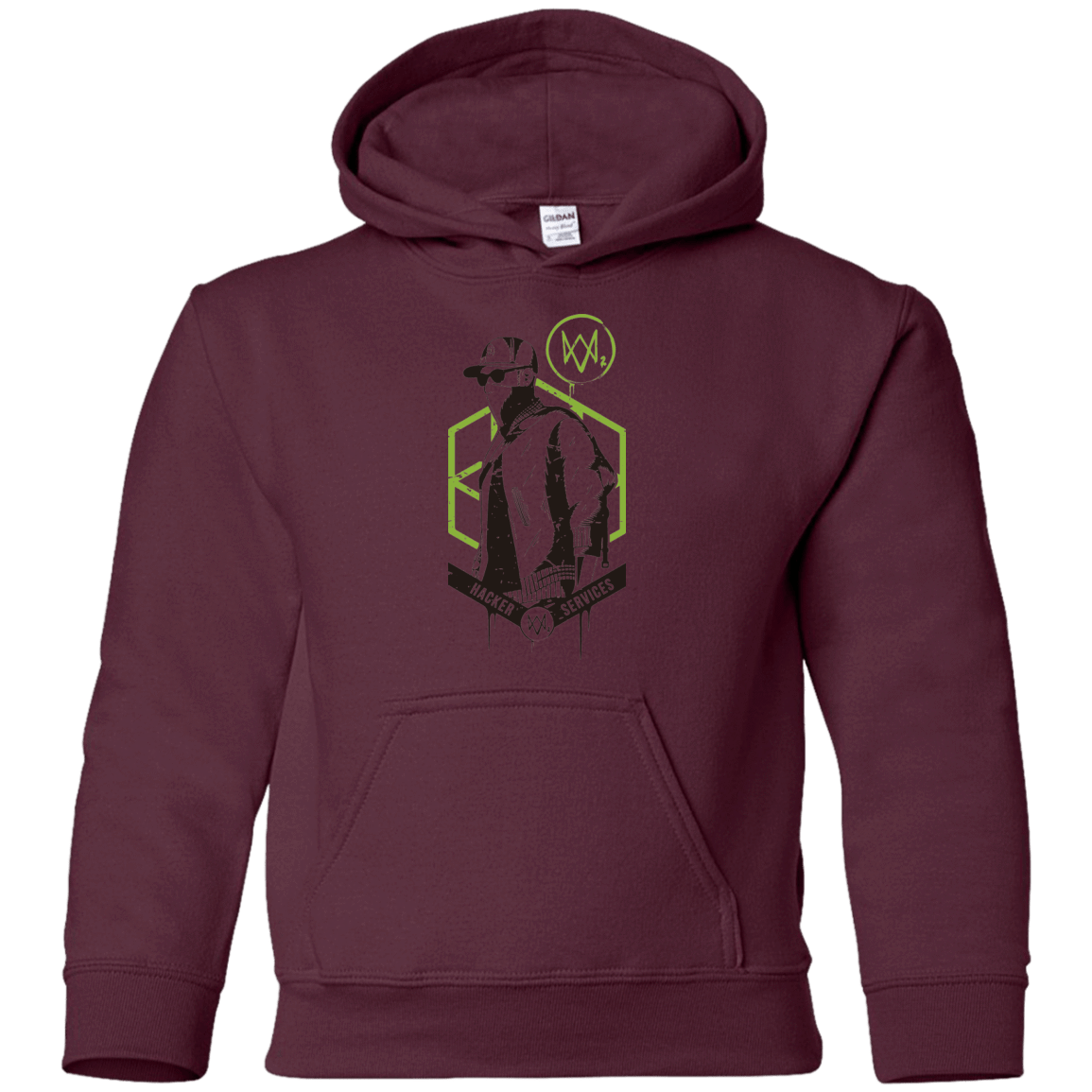 Sweatshirts Maroon / YS Watch Dogs 2 Hacker Services Youth Hoodie