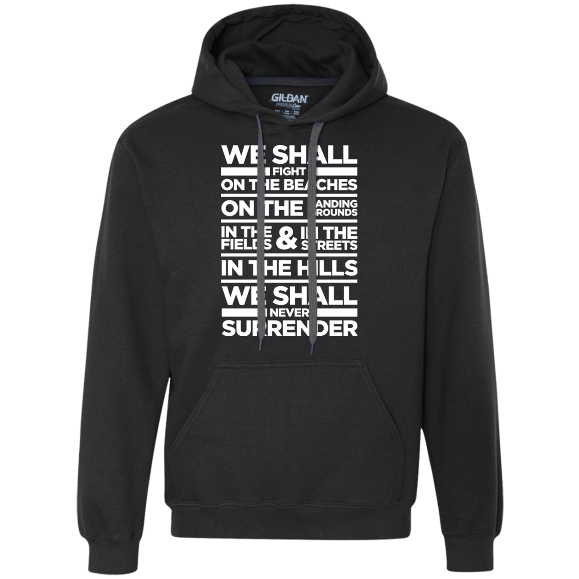 Sweatshirts Black / S We Shall Fight On the Beaches Premium Fleece Hoodie