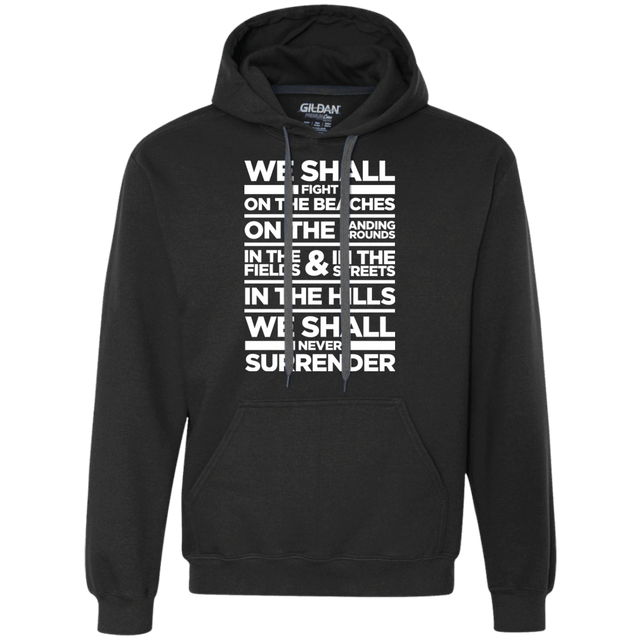 Sweatshirts Black / S We Shall Fight On the Beaches Premium Fleece Hoodie