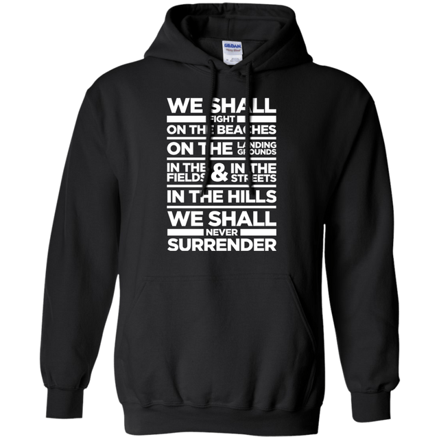 Sweatshirts Black / S We Shall Fight On the Beaches Pullover Hoodie