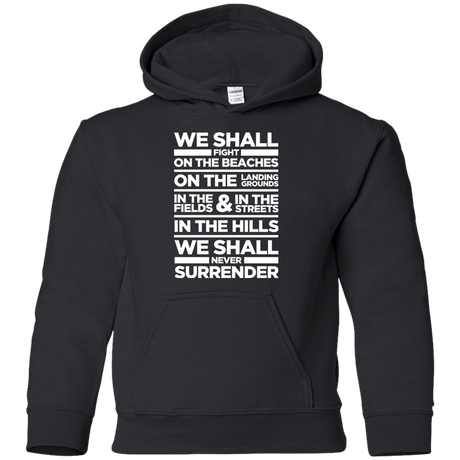 Sweatshirts Black / YS We Shall Fight On the Beaches Youth Hoodie