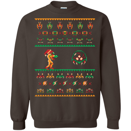 Sweatshirts Dark Chocolate / Small We Wish You A Metroid Christmas Crewneck Sweatshirt