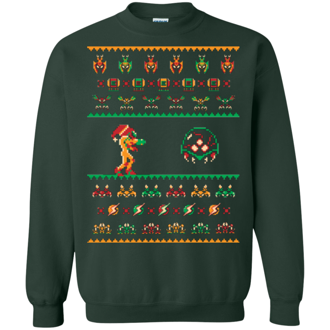 Sweatshirts Forest Green / Small We Wish You A Metroid Christmas Crewneck Sweatshirt