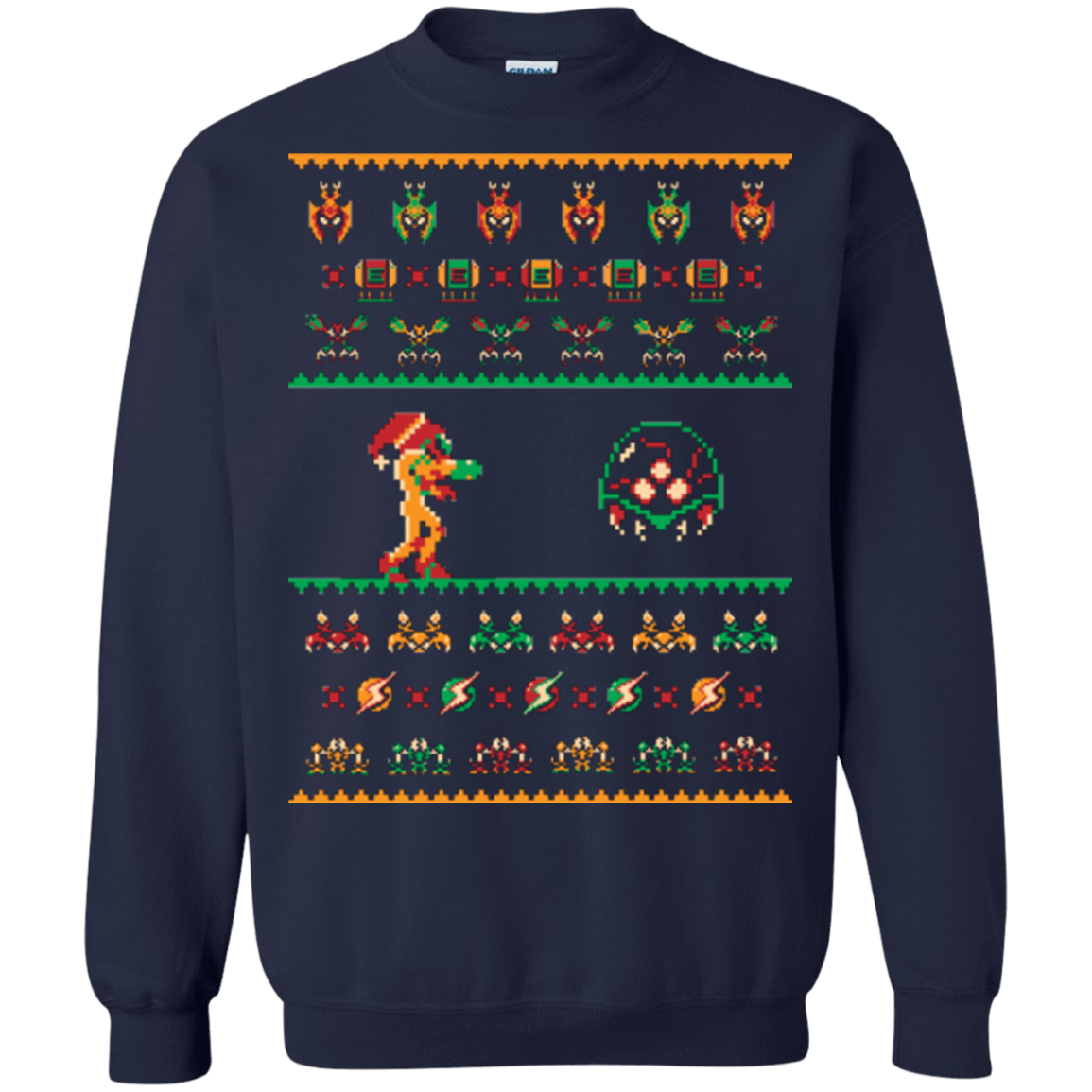 Sweatshirts Navy / Small We Wish You A Metroid Christmas Crewneck Sweatshirt