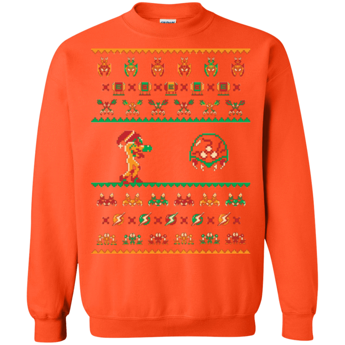 Sweatshirts Orange / Small We Wish You A Metroid Christmas Crewneck Sweatshirt