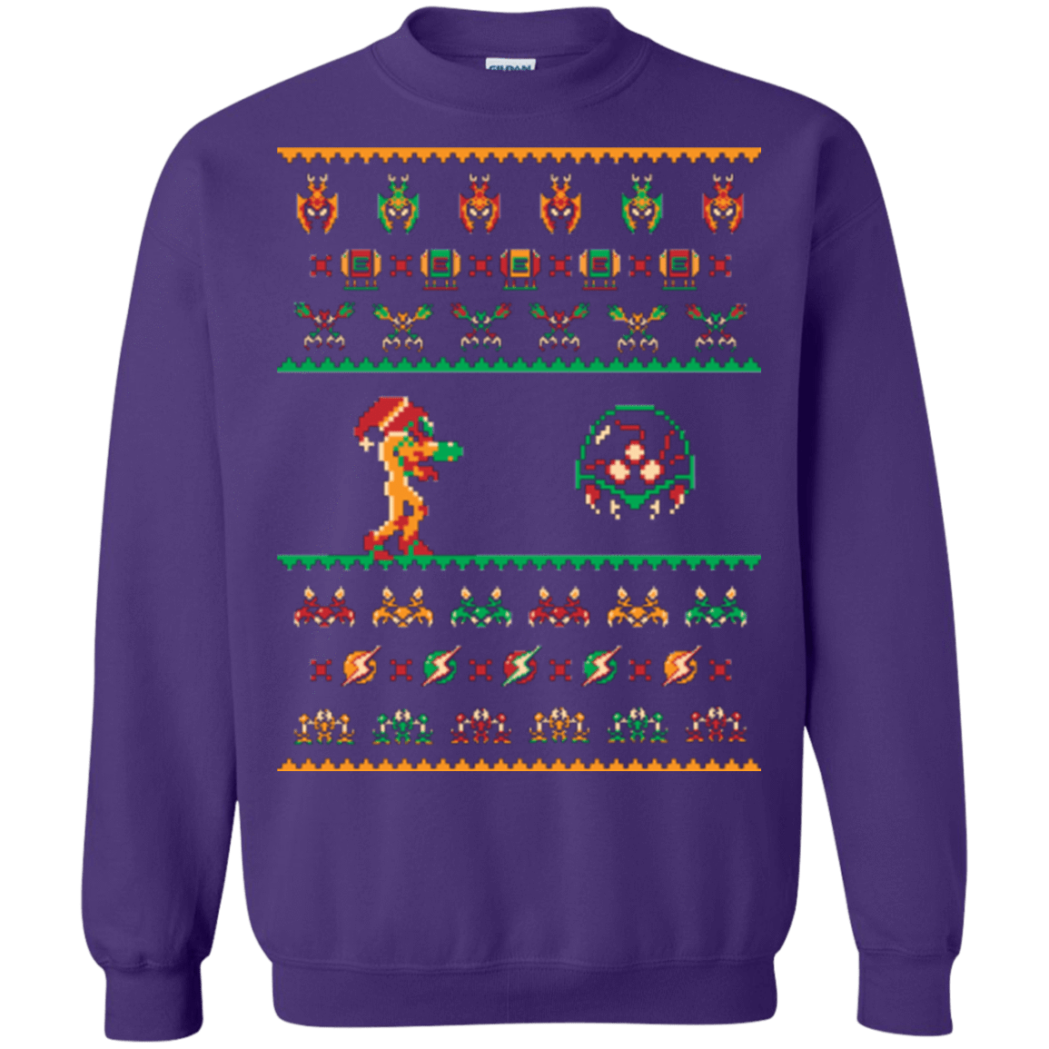 Sweatshirts Purple / Small We Wish You A Metroid Christmas Crewneck Sweatshirt