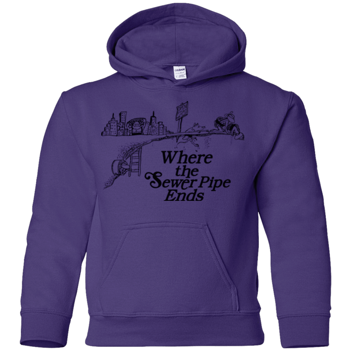 Sweatshirts Purple / YS Where the Sewer Pipe Ends Youth Hoodie