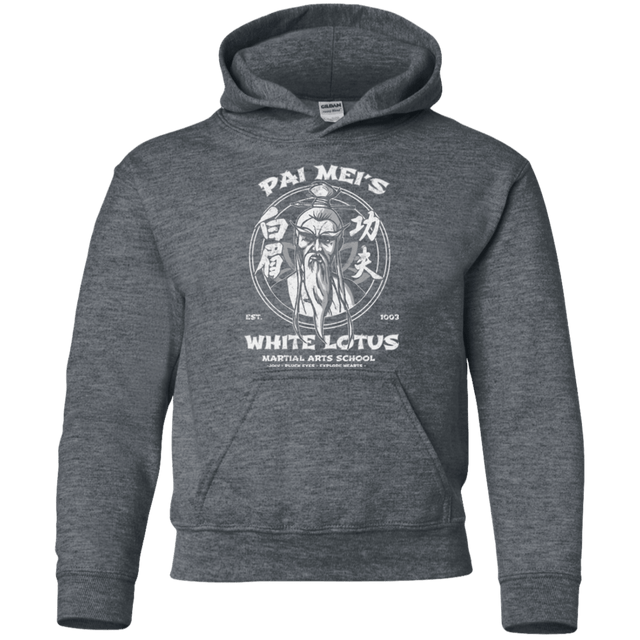 Sweatshirts Dark Heather / YS White Lotus Youth Hoodie
