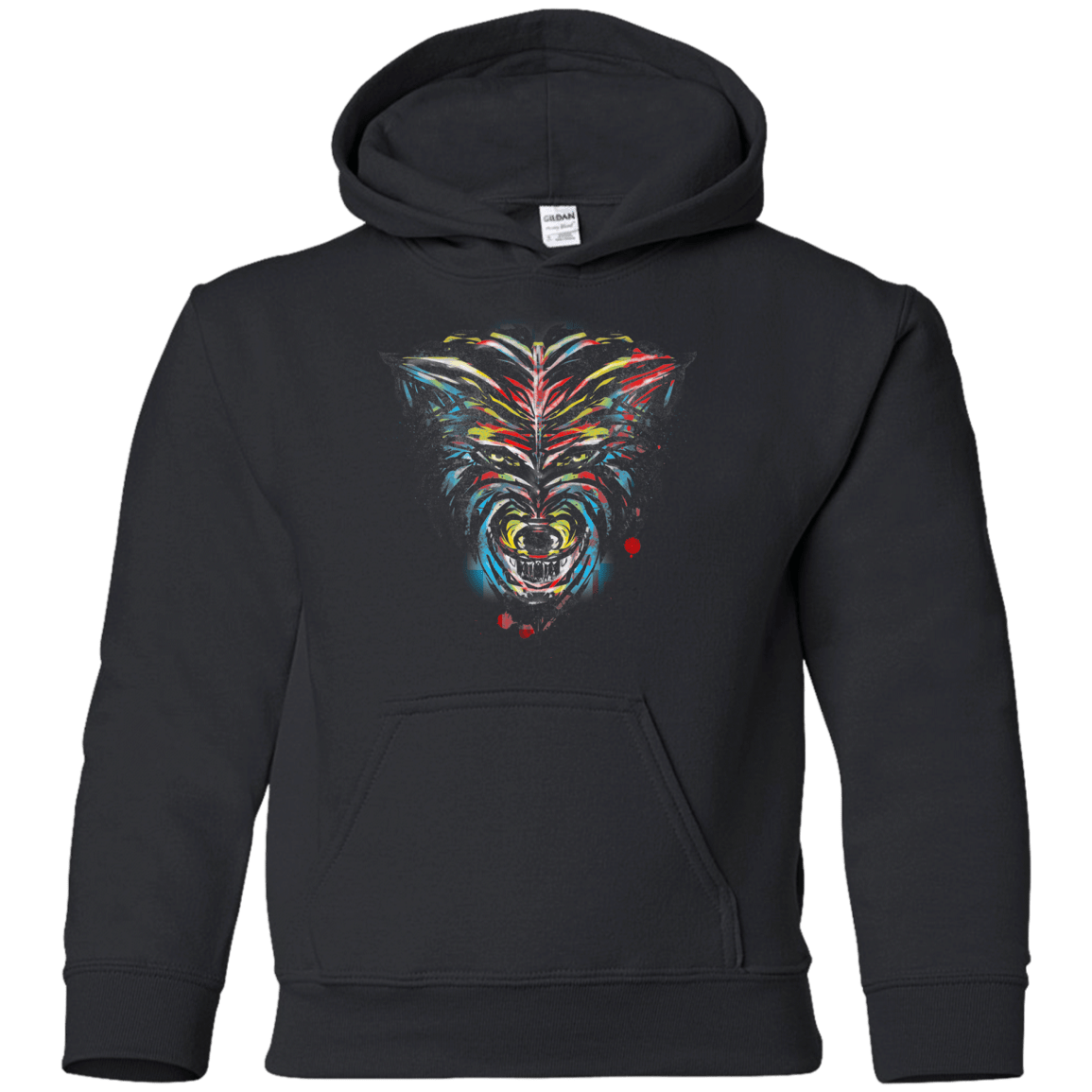 Sweatshirts Black / YS Wolf Stencil Youth Hoodie