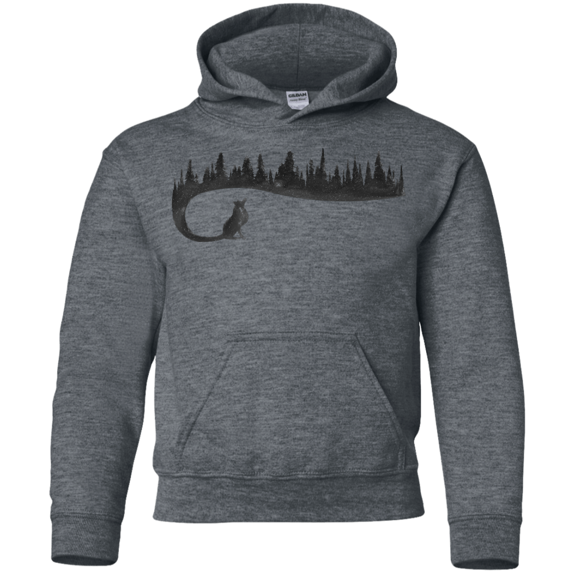 Sweatshirts Dark Heather / YS Wolf Tail Youth Hoodie