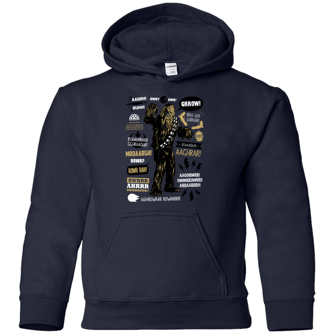 Sweatshirts Navy / YS Wookie Famous Quotes Youth Hoodie