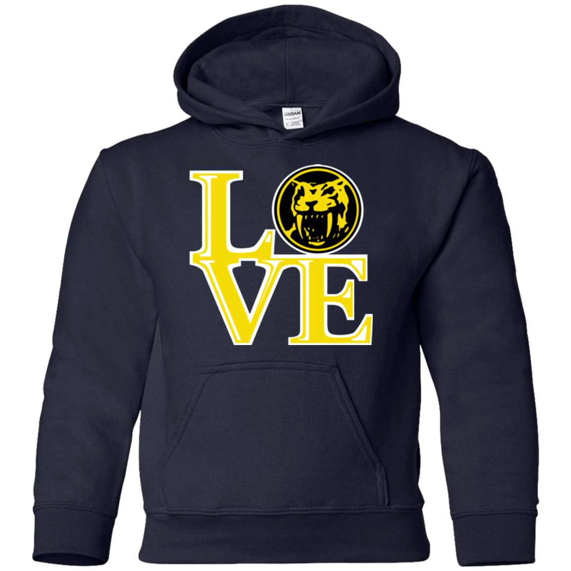 Sweatshirts Navy / YS Yellow Ranger LOVE Youth Hoodie