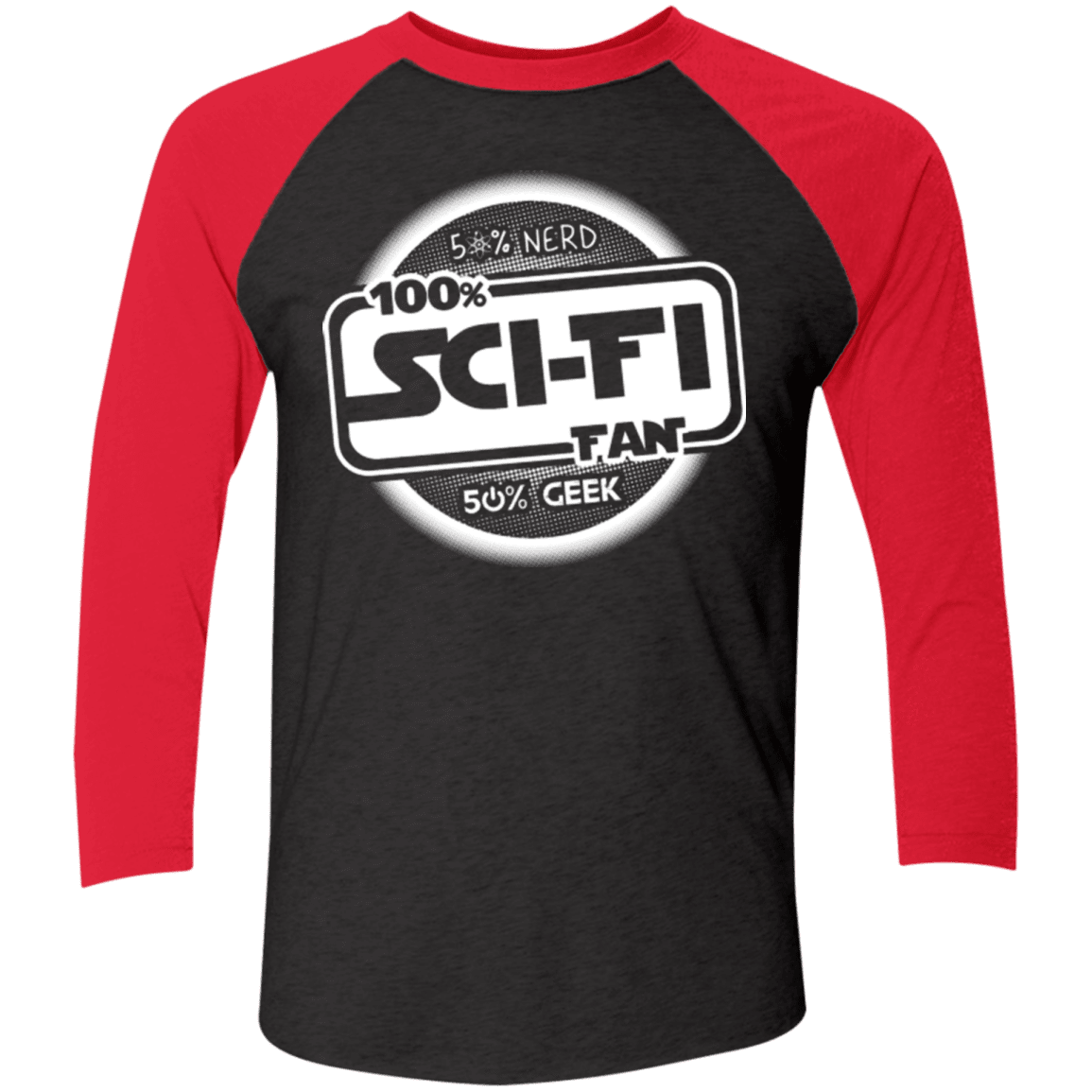 T-Shirts Vintage Black/Vintage Red / X-Small 100 Percent Sci-fi Men's Triblend 3/4 Sleeve