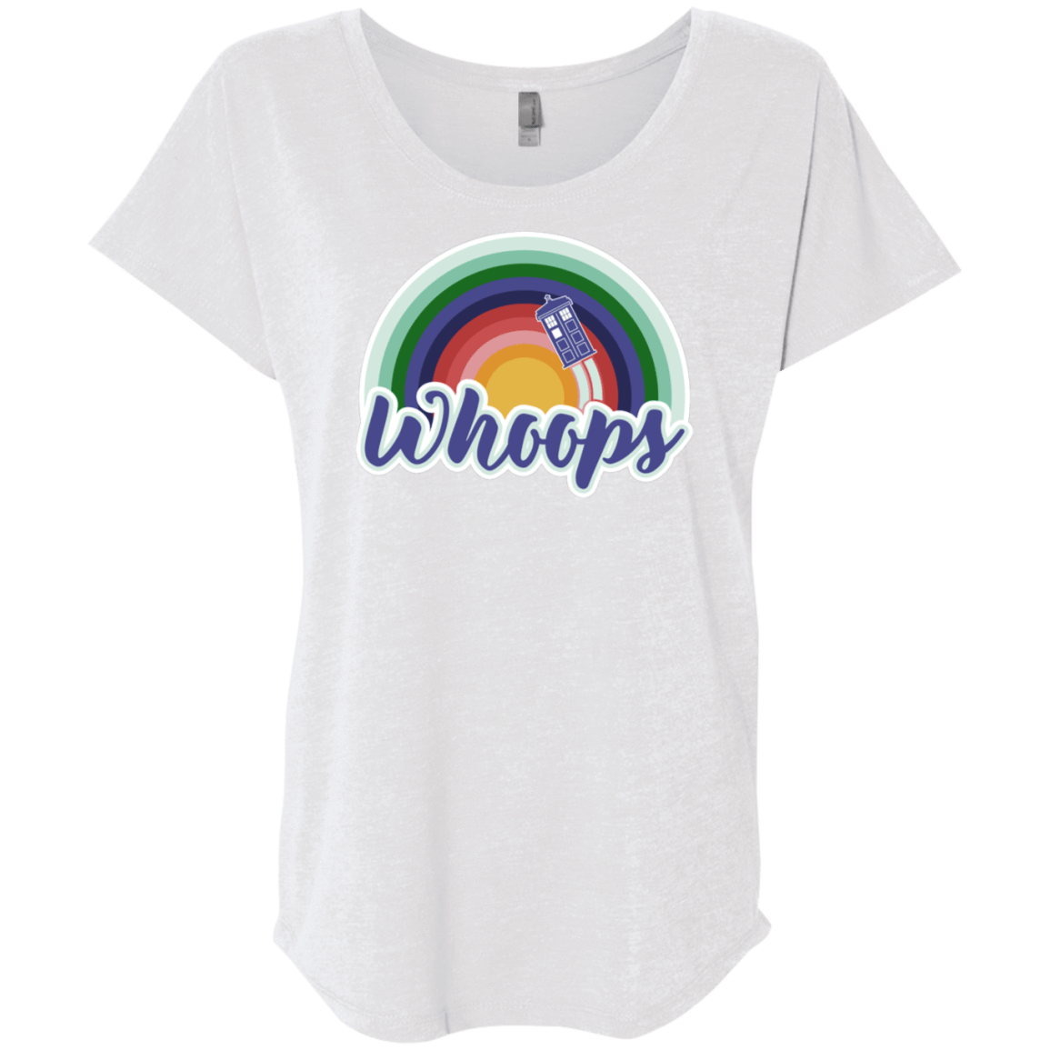 T-Shirts Heather White / X-Small 13th Doctor Retro Whoops Triblend Dolman Sleeve