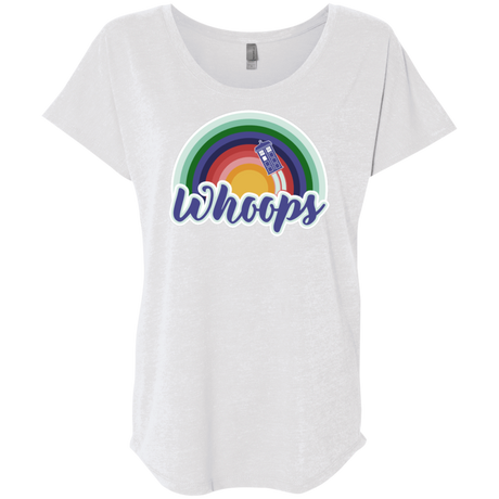 T-Shirts Heather White / X-Small 13th Doctor Retro Whoops Triblend Dolman Sleeve