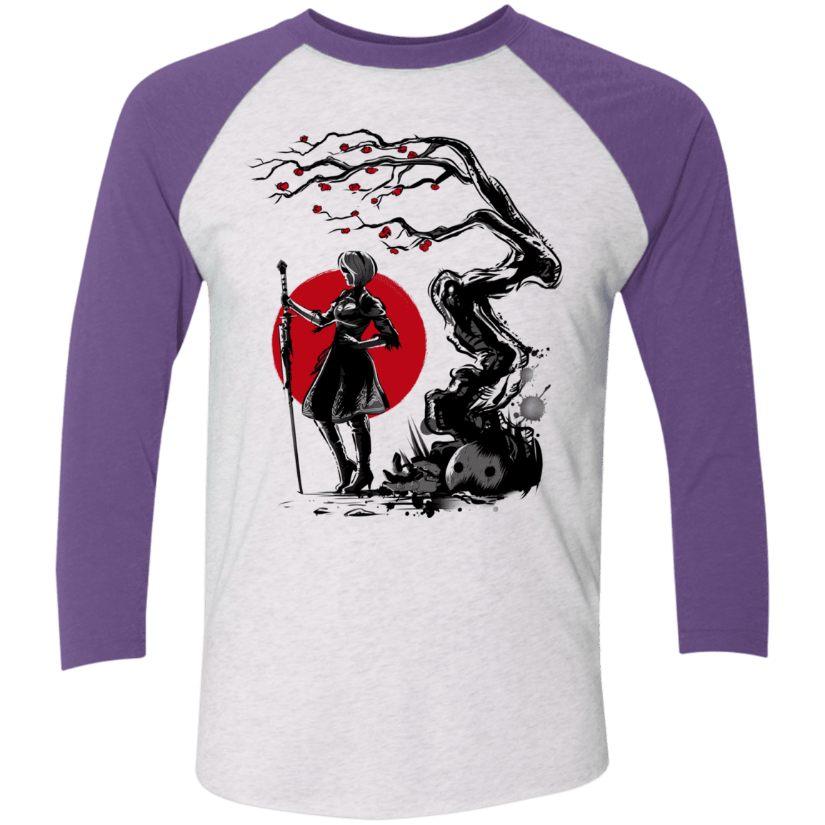 T-Shirts Heather White/Purple Rush / X-Small 2B Under the Sun Men's Triblend 3/4 Sleeve