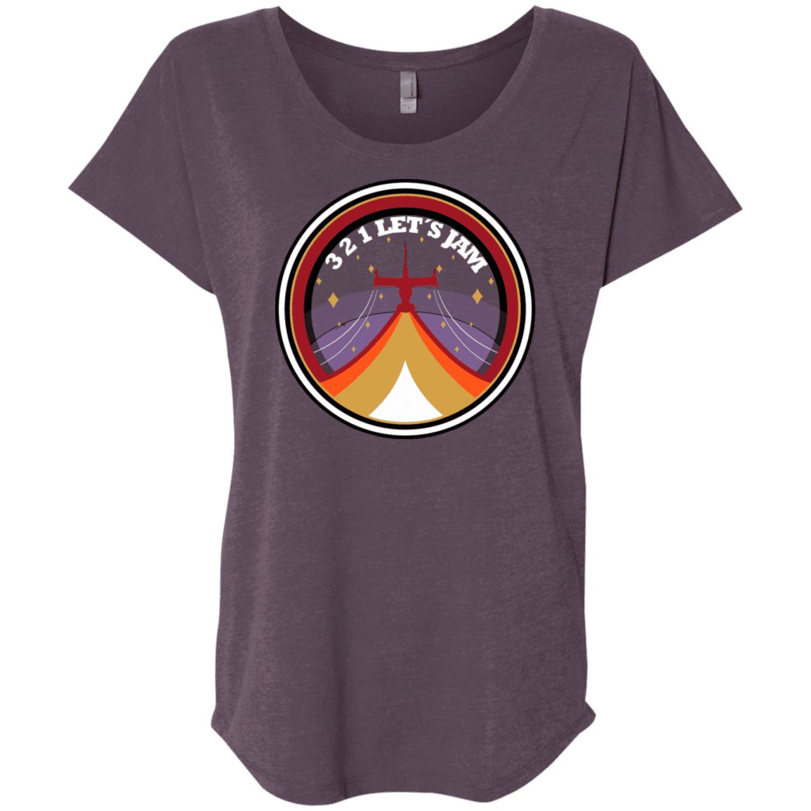 T-Shirts Vintage Purple / X-Small 3 2 1 Lets Jam Triblend Dolman Sleeve