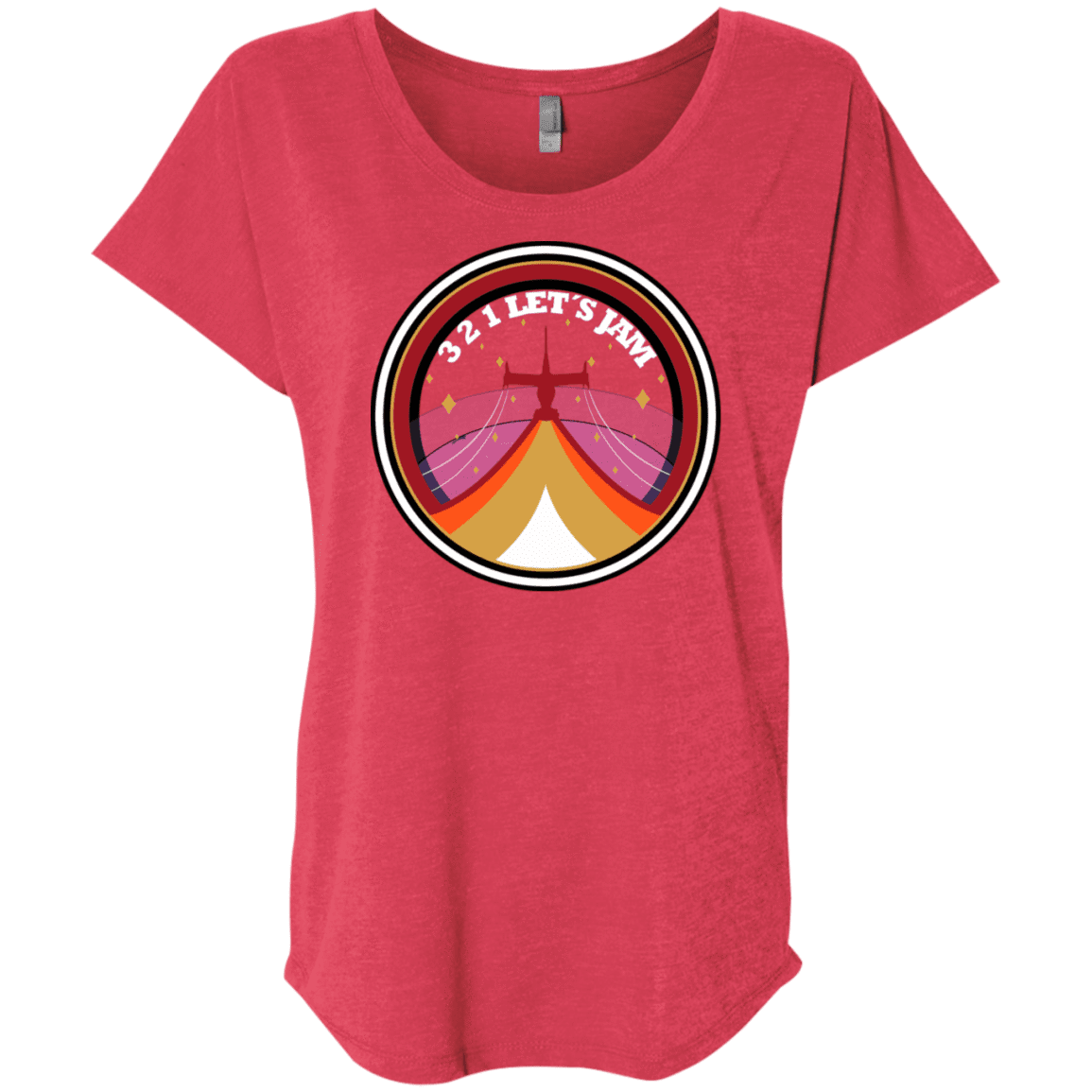 T-Shirts Vintage Red / X-Small 3 2 1 Lets Jam Triblend Dolman Sleeve