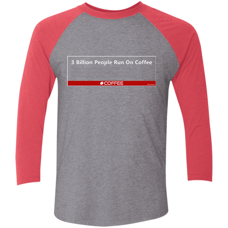 T-Shirts Premium Heather/ Vintage Red / X-Small 3 Billion People Run On Java Men's Triblend 3/4 Sleeve