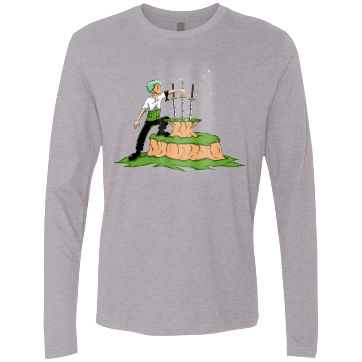 T-Shirts Heather Grey / Small 3 Swords in the Stone Men's Premium Long Sleeve