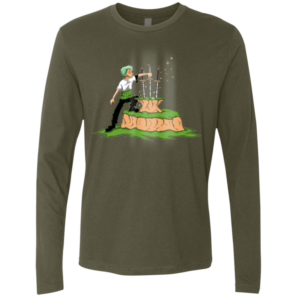 T-Shirts Military Green / Small 3 Swords in the Stone Men's Premium Long Sleeve