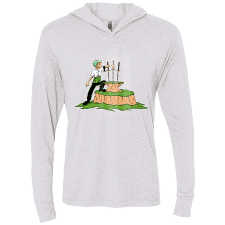 T-Shirts Heather White / X-Small 3 Swords in the Stone Triblend Long Sleeve Hoodie Tee