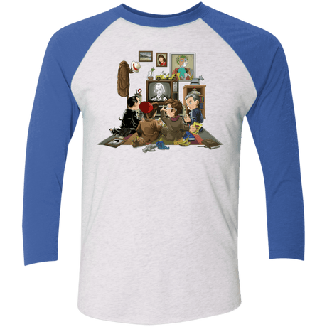 T-Shirts Heather White/Vintage Royal / X-Small 50 Years Of The Doctor Men's Triblend 3/4 Sleeve