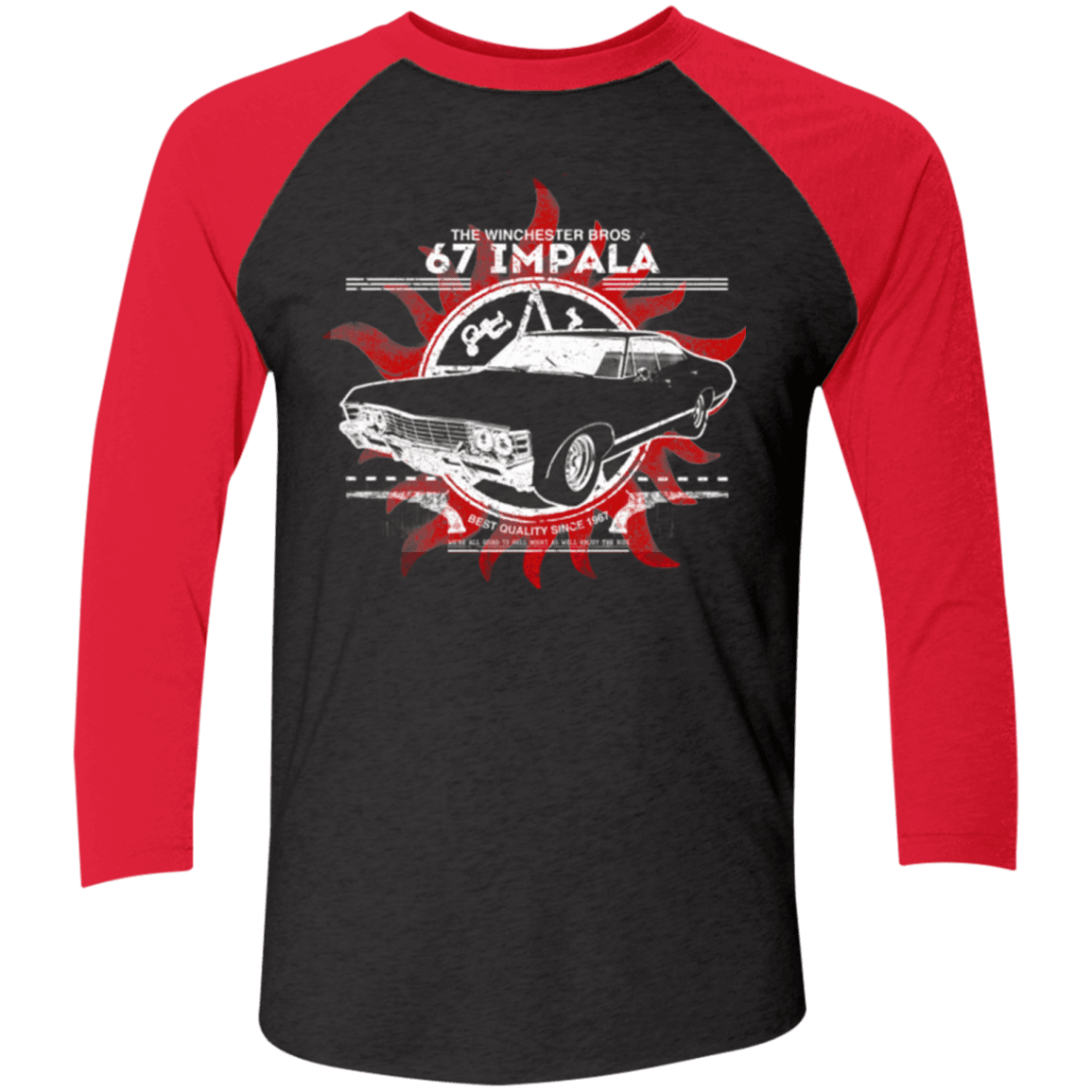 T-Shirts Vintage Black/Vintage Red / X-Small 67 impala Men's Triblend 3/4 Sleeve