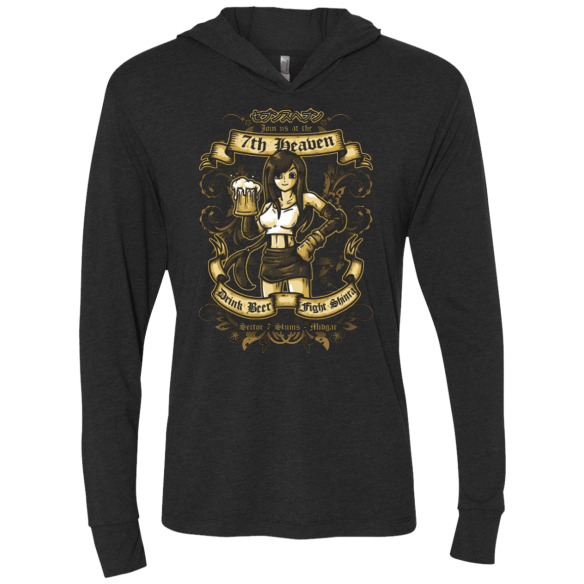 T-Shirts Vintage Black / X-Small 7TH HEAVEN Triblend Long Sleeve Hoodie Tee