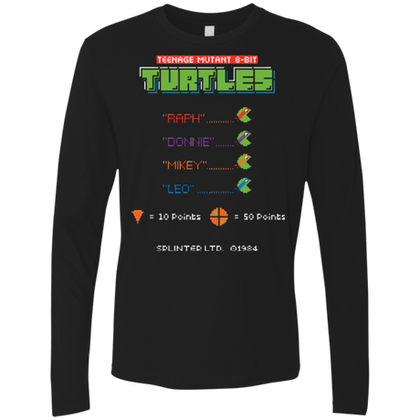 T-Shirts Black / Small 8 Bit Turtles Men's Premium Long Sleeve