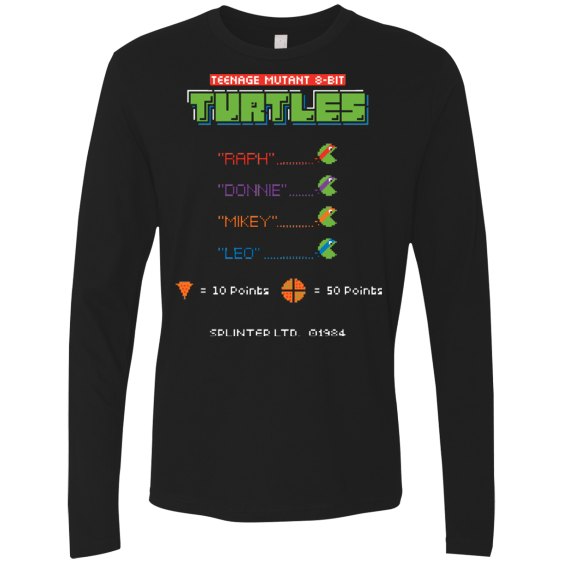 T-Shirts Black / Small 8 Bit Turtles Men's Premium Long Sleeve